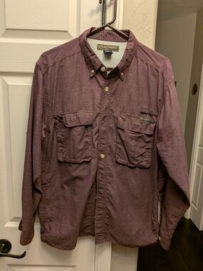 Exofficio Men's Tech Shirt in Plum with Mesh Lining SPF 30